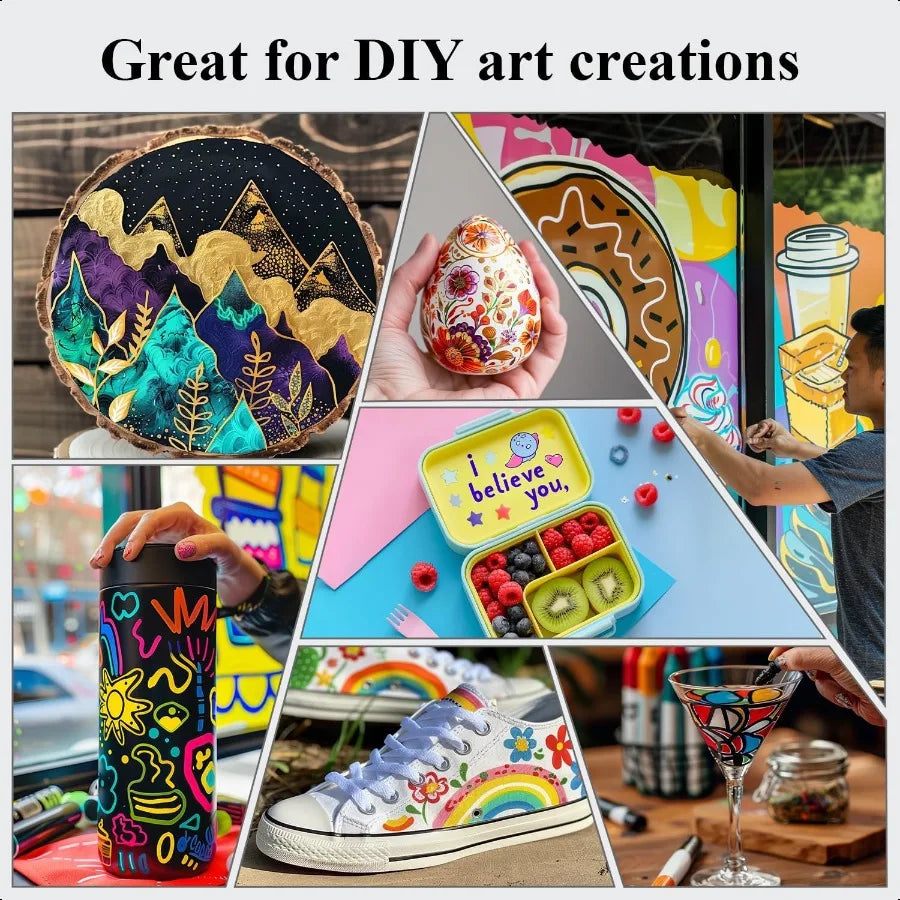 Acrylic Paint Markers 24 Colors Paint Pens Acrylic Markers for Rock Painting Wood Ceramic Glass DIY Crafts and Art Supplies.