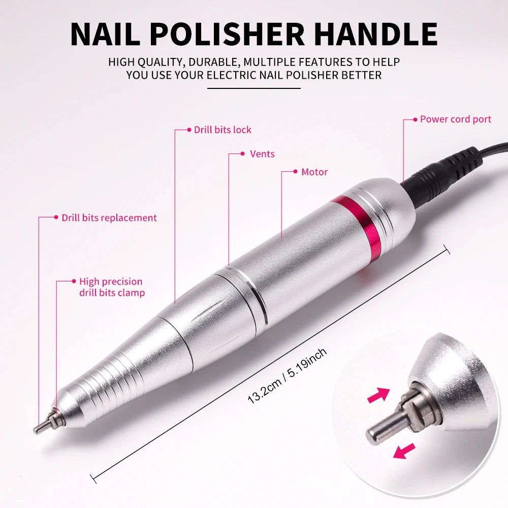 Portable Electric Nail Drill 45000 RPM Electrical Professional Nail File Kit for Acrylic Gel Nails Manicure Pedicure Polishing