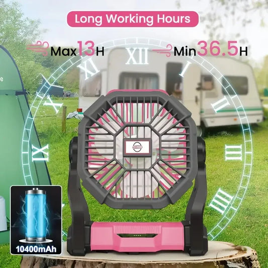 Charging + Lighting + Fan Three-In-One Electric Camping Style Fan
