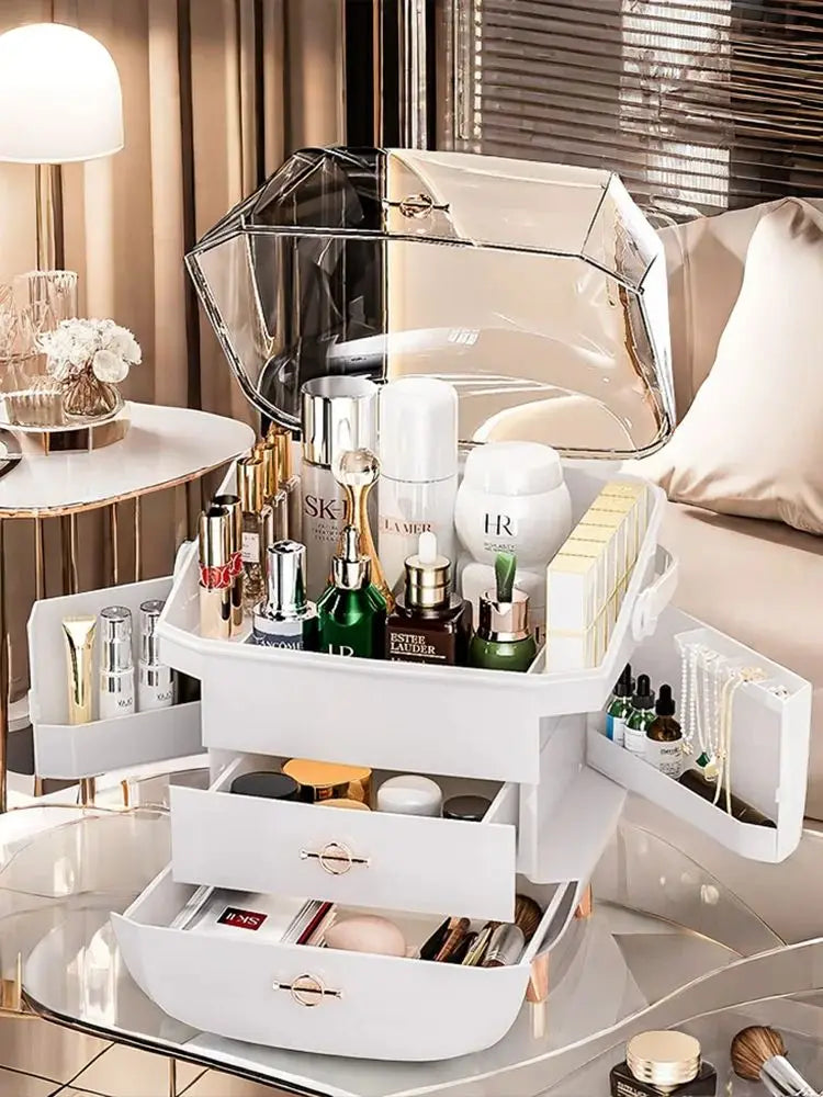 Cosmetic Storage Box Makeup Box Large Capacity Dustproof Desktop Drawer Make Up Drawer Container Jewelry Lipstick Boxs Organizer